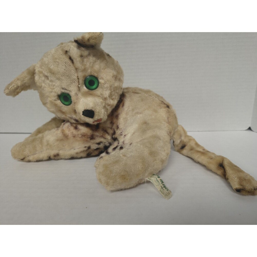 Vintage Mary Myer Leopard Plush Stuffed Animal Green Eyes 1950s-1960s